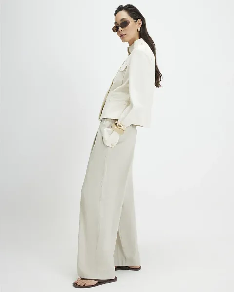 River Island Linen Blend Tailored Joggers