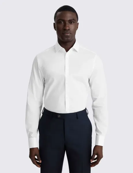Moss Slim Fit Cotton Rich Stretch Shirt White