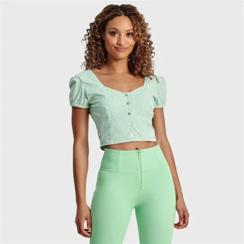 Freddy Pinstripe Crop - White + Green