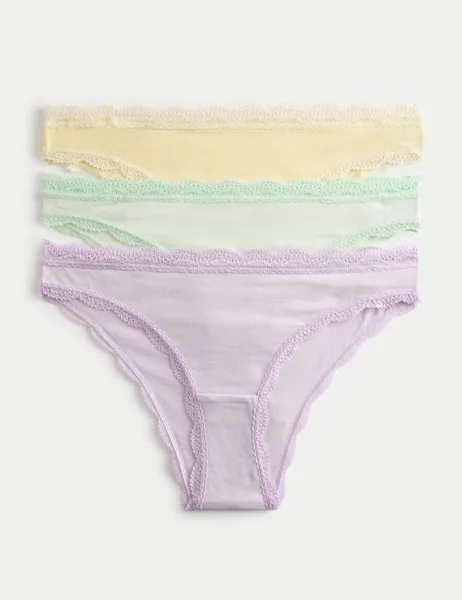 Marks & Spencer 3 Pack Cotton Rich Brazilian Knickers Lavender Mix