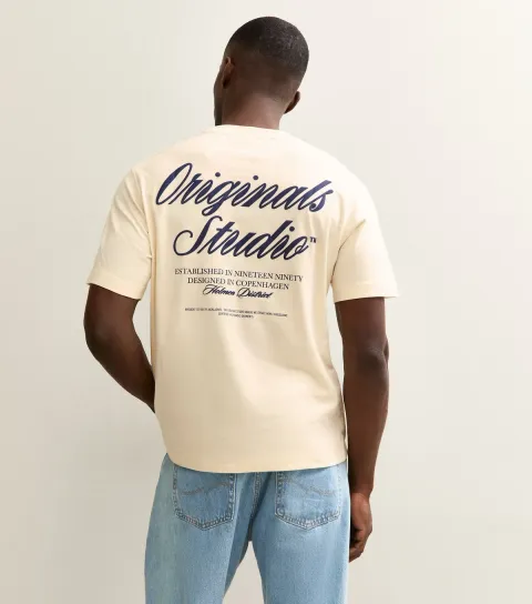 Men's Cream Relaxed Originals Studio Logo T-Shirt