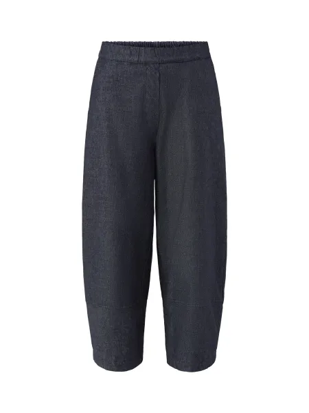 Cotton Blend Barrel-Leg Jeans - Denim