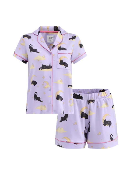 Chelsea Peers Cats On Clouds Recycled Polyester Short Pyjama Set
