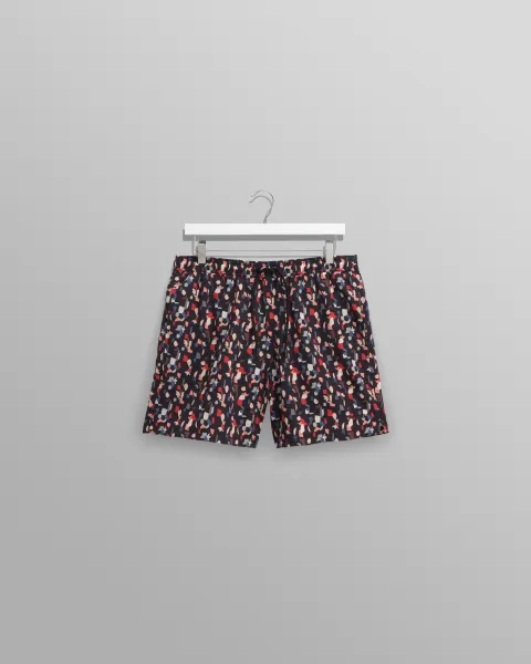 Brockwell - Black Geometric Logo Swim Shorts