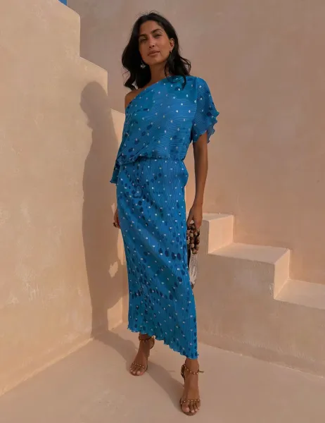 Never Fully Dressed Tilly Dress in Ioana Shell Print Blue Mix