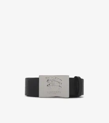 Reversible Leather Square Knight Stamp Belt in Black/hazel brown/silver