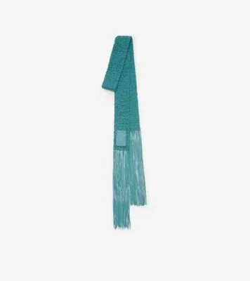 Skinny Crochet Leather Scarf in Coastal blue