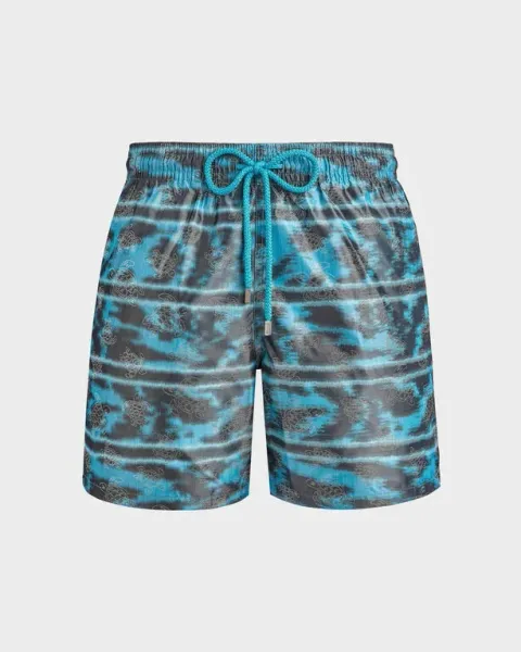Vilebrequin Men Silk Swim Shorts Zebra Stripes