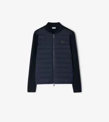 Quilted Nylon and Wool Jacket in Navy