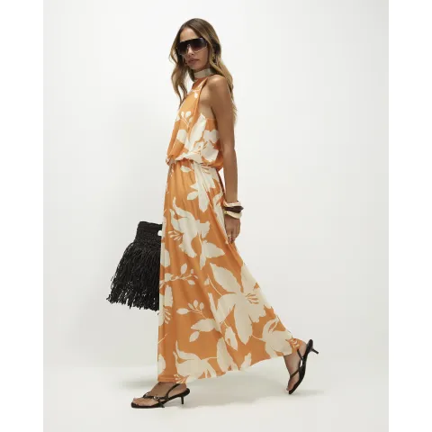 River Island Floral Print Halter Neck Dress