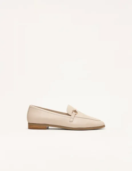 Phase Eight Leather Bar Flat Loafers Neutral