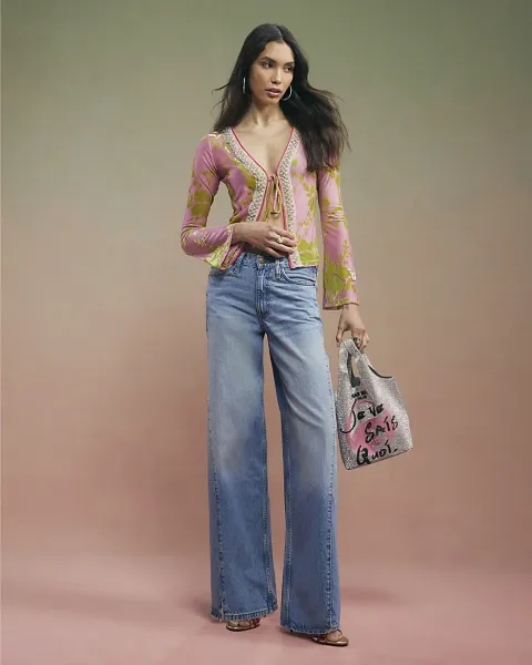 River Island Year Zero Floral Tie Front Cover Up