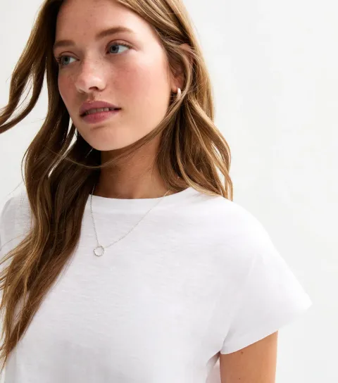 Women's White Slit Hem Jersey Top