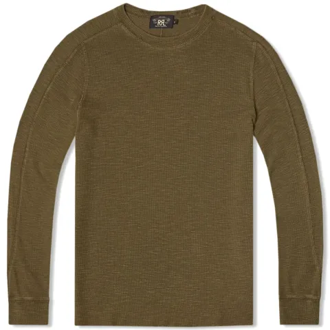 Garment Dyed Waffle-Knit Crew Neck