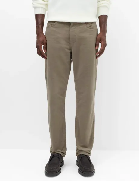 Marks & Spencer Straight Fit Italian Moleskin 5 Pocket Trousers Clay