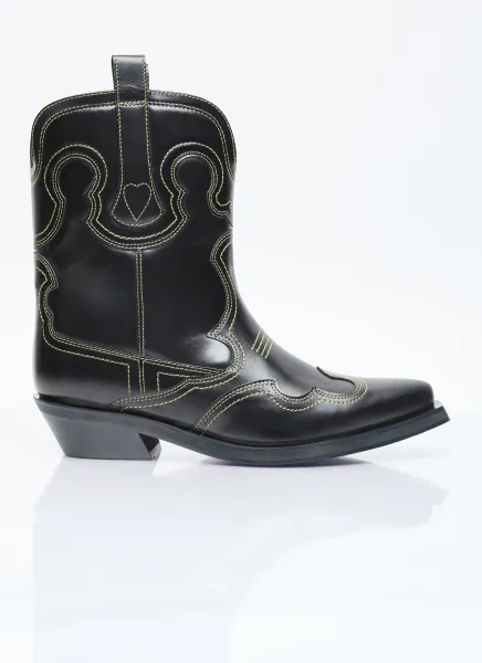 Embroidered Western Ankle Boots