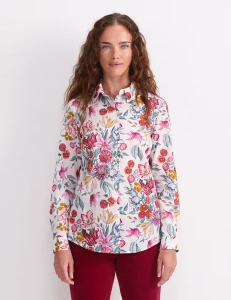 Sportscraft Pure Cotton Floral Shirt White