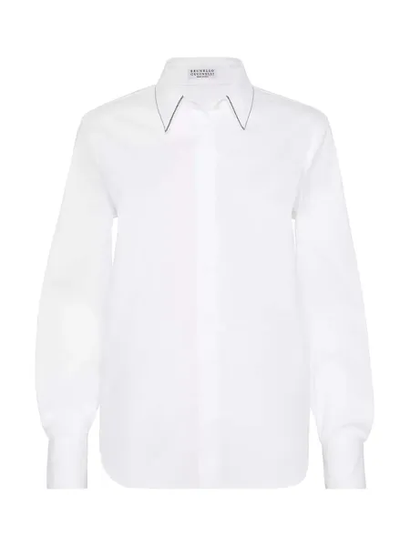 Women Stretch cotton poplin shirt White