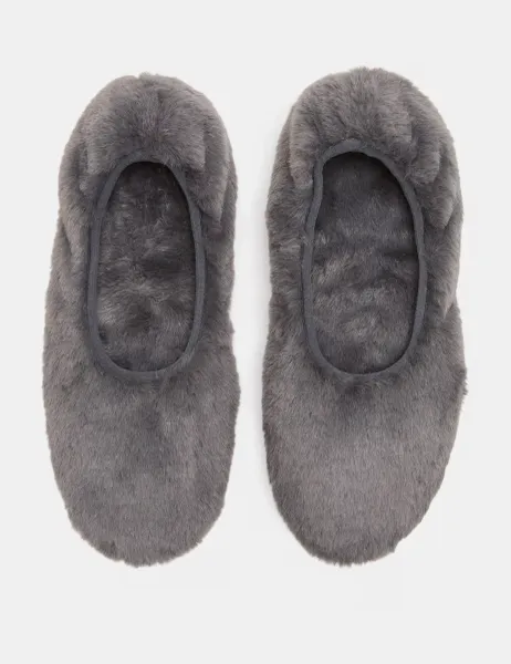 Marks & Spencer Round Toe Ballerina Slippers Dark Grey