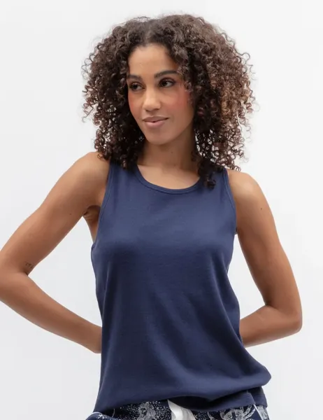 Cyberjammies Cotton Modal Ribbed Vest Navy