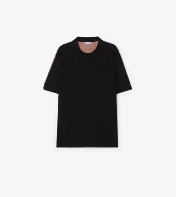 Check Cotton T-shirt in Black