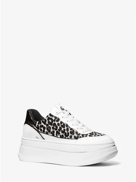 Michael Kors Hayes Leopard Print Calf Hair Platform Sneaker