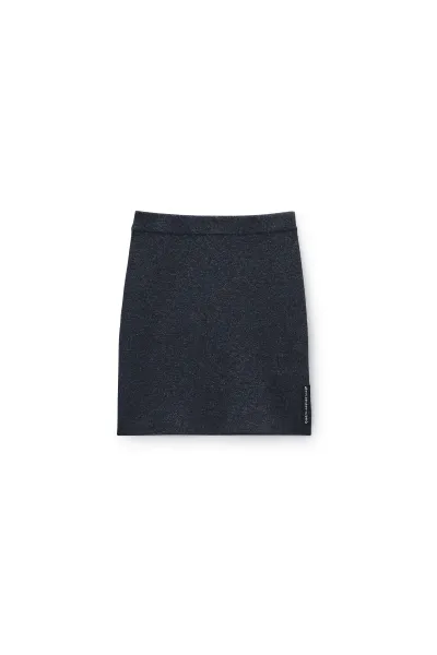 Charcoal Wool-Blend Mini Skirt with Logo Patch