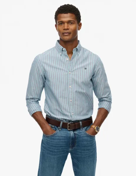 Superdry & Co Pure Cotton Striped Oxford Shirt Navy Mix