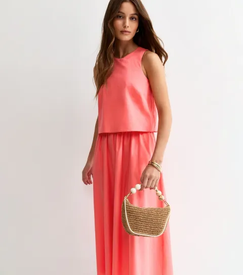 New Look Women's Dark Coral Layered Sleeveless Midi Dress
