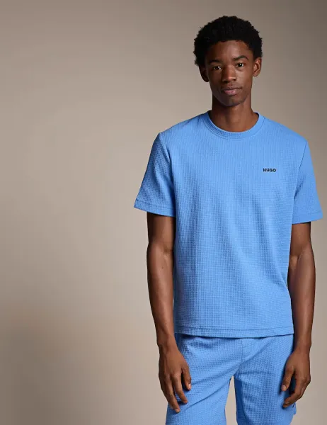 HUGO Austin Embroidered Logo Pyjama T-Shirt Blue