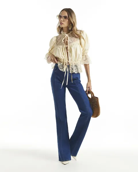 River Island High Waisted Chain Charm Bootcut Jeans
