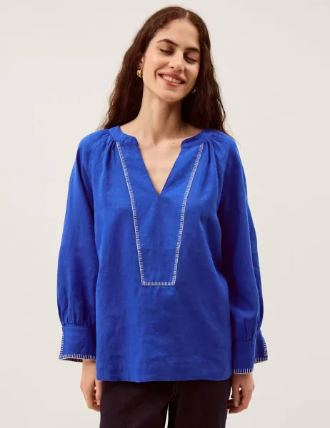 Monsoon Pure Linen V-Neck Blouse