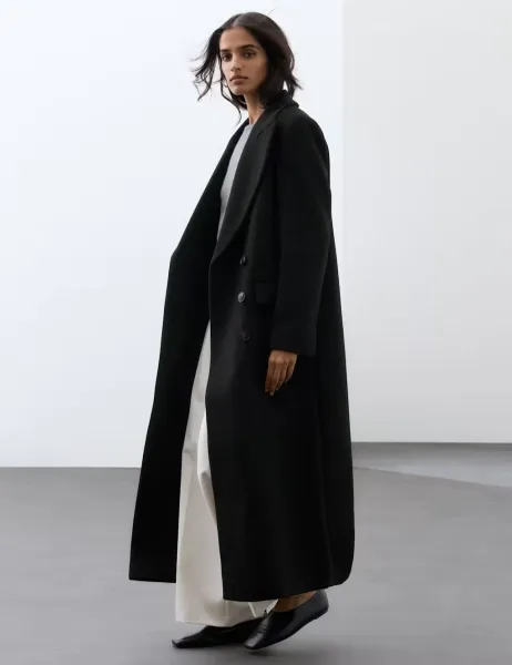 Autograph Wool Blend Single Breasted Tailored Coat Black
