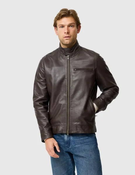 Rodd & Gunn Canvastown Leather Biker Jacket