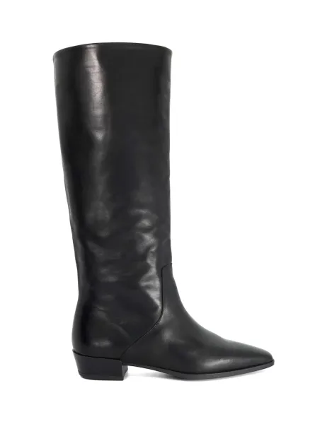 Dune London Leather Knee High Boots Black