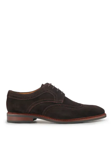 Jones Bootmaker Suede Brogue Derby Shoes Dark Brown