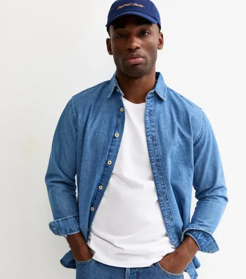 Men's Jack and Jones Mid Blue Wash Denim Shirt