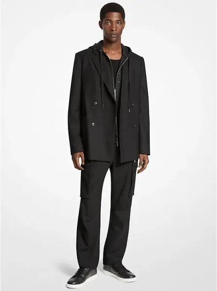 Stretch Wool Flannel Double-Breasted Blazer