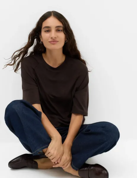 Marks & Spencer Raglan Relaxed T-Shirt Brown