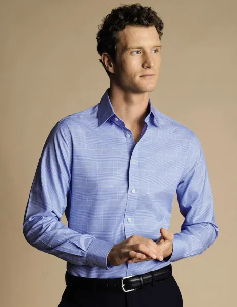 Charles Tyrwhitt Slim Fit Non Iron Pure Cotton Check Shirt Blue Mix