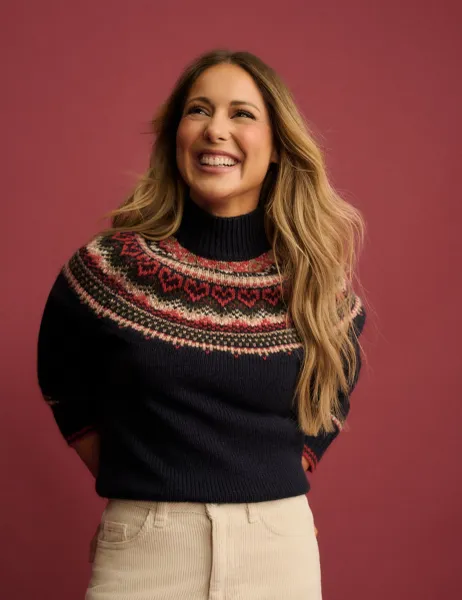 Fair Isle Yoke Jumper with Wool Navy Mix