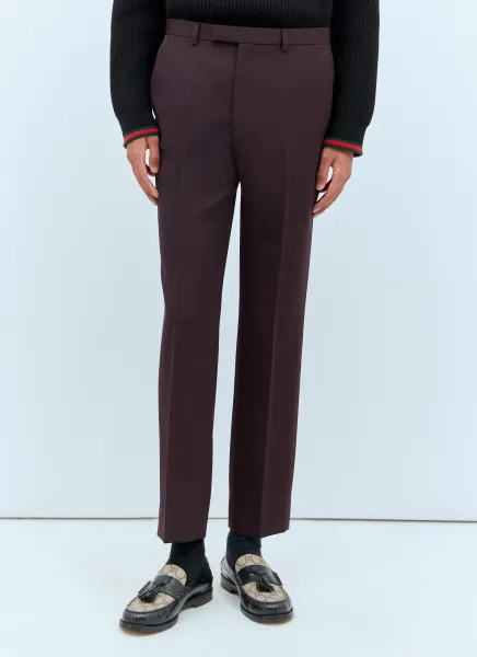 Logo Embroidery Wool Pants