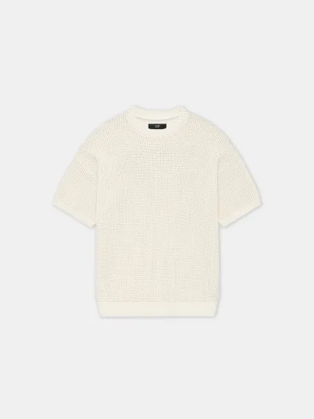 CROCHET MESH TSHIRT - Ivory