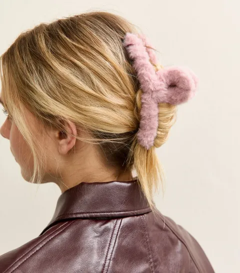 Pink Faux Fur Hair Clip