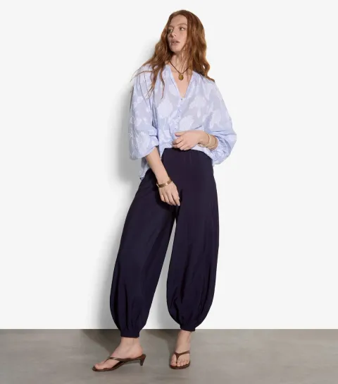 Women's Navy Balloon Trousers