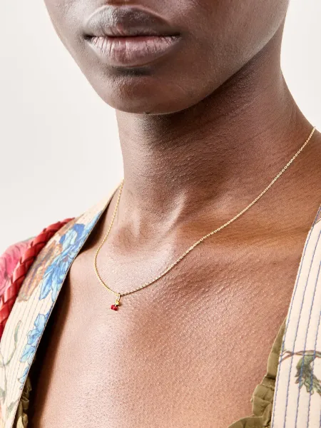 Cherry Pendant Necklace 18kt Gold Plated Sterling Silver