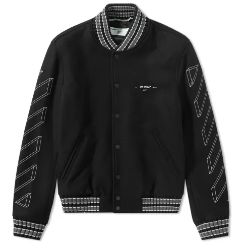 Diagonal 3D Line Skinny Varsity Jacket