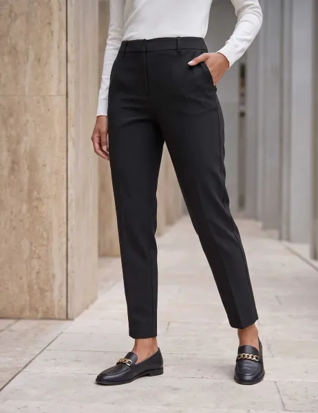 Roman Slim Fit Ankle Grazer Trousers Black