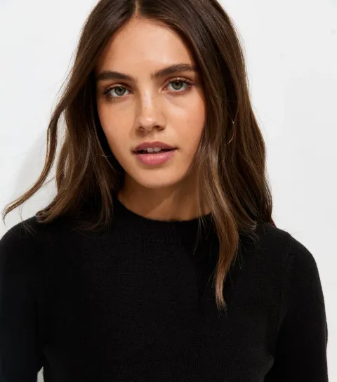 Women's Black Knitted Tie Front Jumper