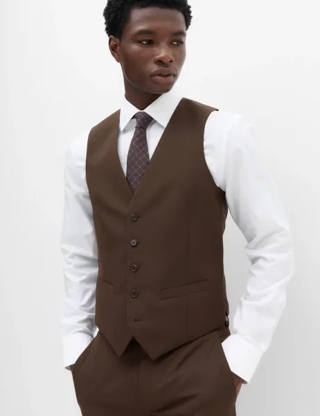 Marks & Spencer Textured Waistcoat Chocolate